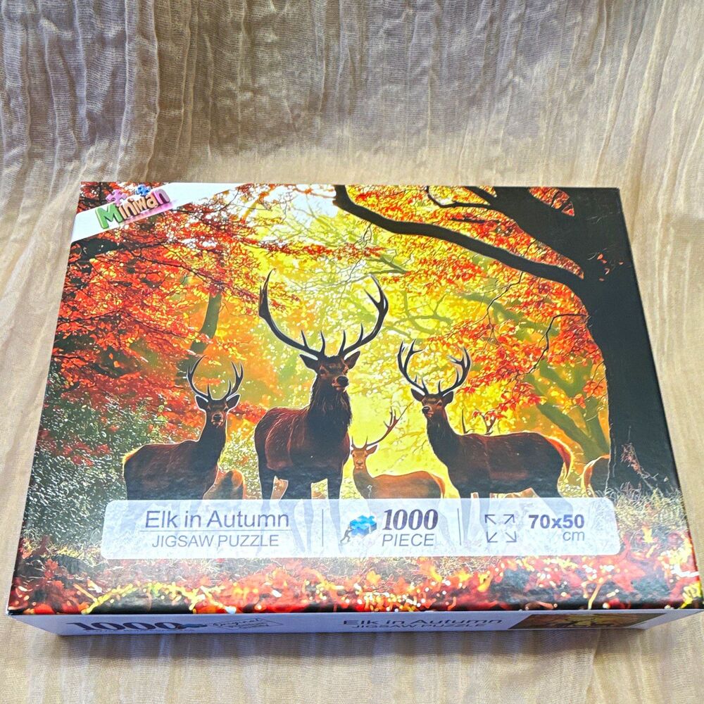 JIUJIU Elk in Autumn 1000-Piece Jigsaw Puzzle 70x50cm Cardboard Interlocking